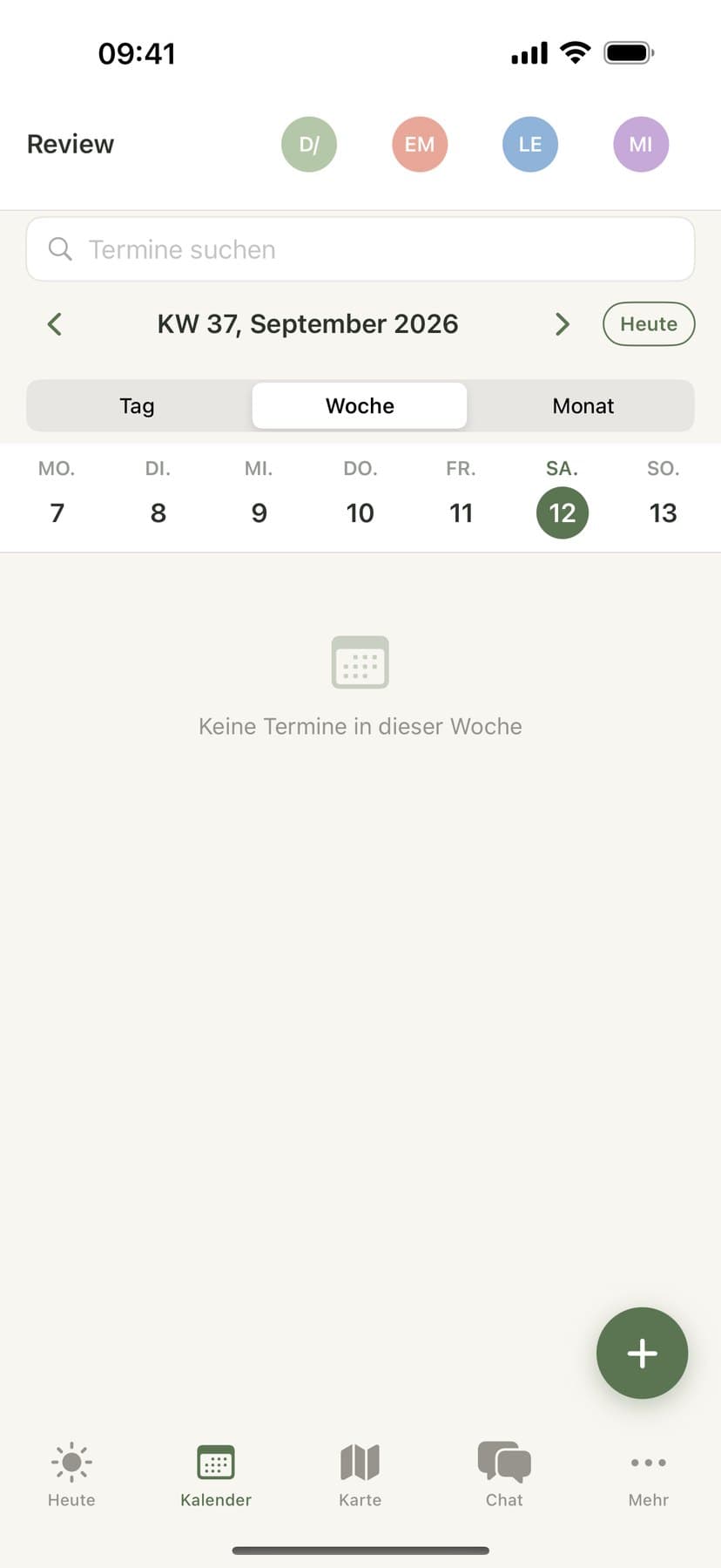 Der Familienkalender in der Wochenansicht