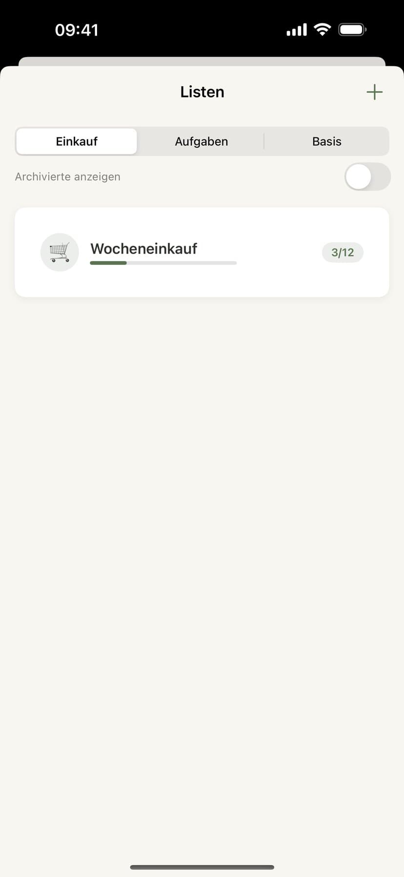 Eine gemeinsame Einkaufsliste in Famora