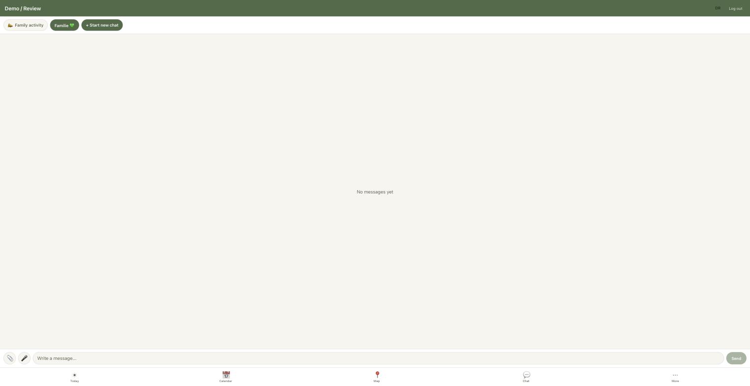 Der Chat mit dem angehefteten, schreibgeschützten Verlauf „Familien-Aktivität“.